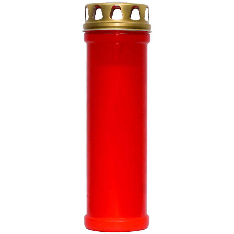 Set 20 candele rosii 98 ore cu capac metalic pentru cimitir Zniczplast